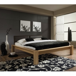 Schlafzimmereinrichtung - Bett Kernbuche massiv -Leder braun Schlafzimmereinrichtung - Bett Kernbuche massiv -Leder braun