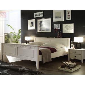 Schlafzimmereinrichtung - Bett Fichte massiv weiß
