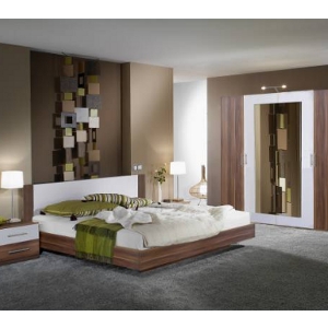 Schlafzimmereinrichtung - Schlafzimmer Nussbaum weiß Schlafzimmereinrichtung - Schlafzimmer Nussbaum weiß
