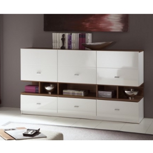 Wohnzimmereinrichtung - Top-Design - Sideboard weiß - Nuss Wohnzimmereinrichtung - Top-Design - Sideboard weiß - Nuss