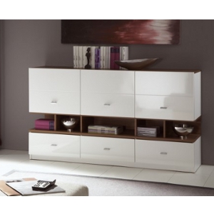 Wohnzimmereinrichtung - Top-Design - Sideboard wei - Nuss